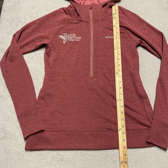 Simms Insect Shield Hoodie Womens Small Red 1/2 Zip Performance Fishing Light - Picture 3 of 8